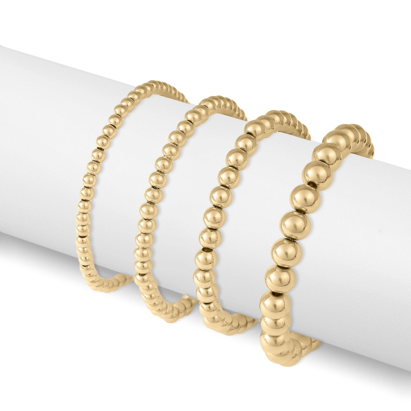 18k Gold PVD Coated Beaded Stretch Bracelet - Waterproof