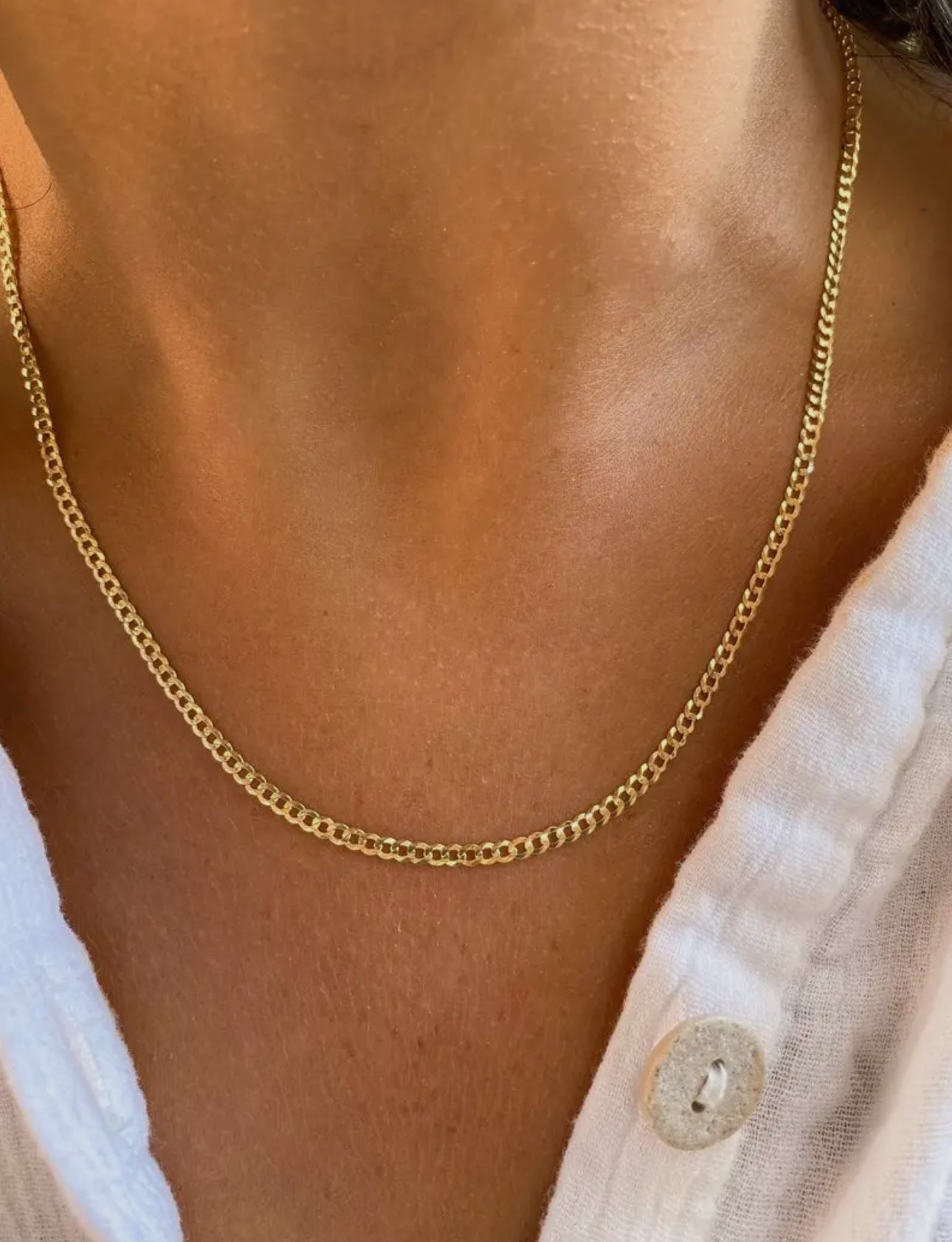 14K Solid Gold Cuban Curb Necklace 2.2 mm